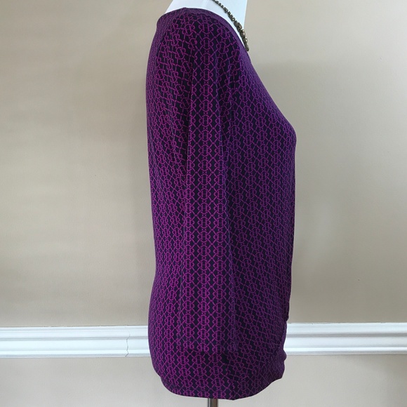 Anne Klein Purple Chain Pattern Tunic Small - Picture 3 of 9